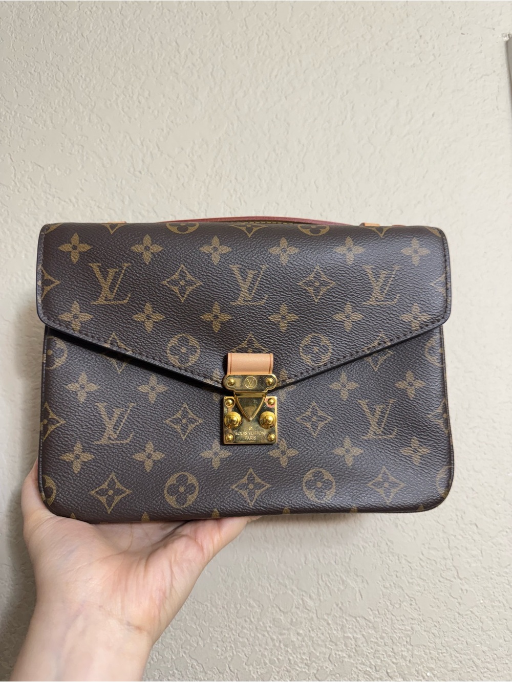 Monogram Vachetta Trim Canvas Crossbody Bag - Brown